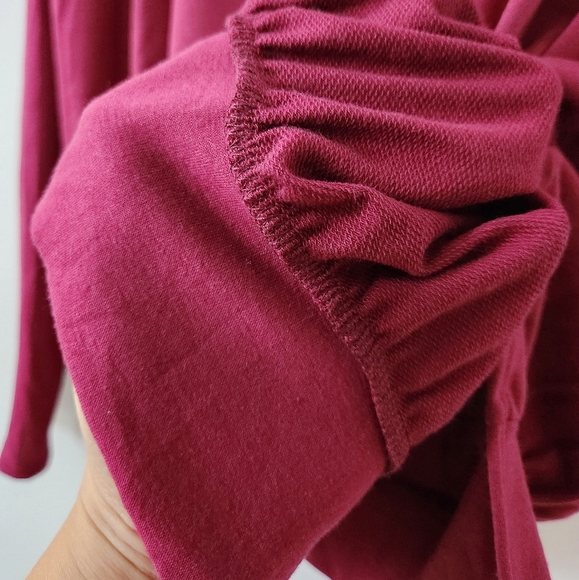 Women's Long Sleeves Graphic Sweater| Sizes Small Medium Large| Color Burgundy - Picture 8 of 9